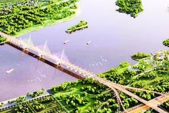 Phối cảnh cầu Tứ Liên.