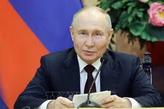 Tổng thống Nga Putin tại cuộc gặp gỡ báo chí sau hội đàm với Chủ tịch nước Việt Nam Tô Lâm. Ảnh: TTXVN.