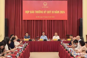 Quang cảnh buổi họp báo thường kỳ quý III/2024 của Bộ Xây dựng.