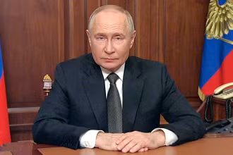 Tổng thống Nga Vladimir Putin phát biểu trước người dân ngày 21/11. (Ảnh: KREMLIN.RU)