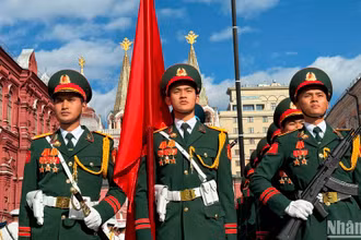 Đoàn Quân đội nhân dân Việt Nam tham gia tổng duyệt cho Lễ duyệt binh trên Quảng trường Đỏ.