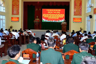 Toàn cảnh Hội nghị sơ kết 5 năm Ngày Biên phòng toàn dân, giai đoạn 2019-2024 tỉnh Bình Thuận.