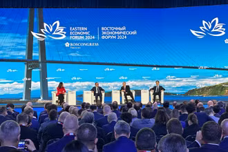 Tổng thống Putin tham dự Phiên toàn thể EEF 2024. (Ảnh: THÙY VÂN)