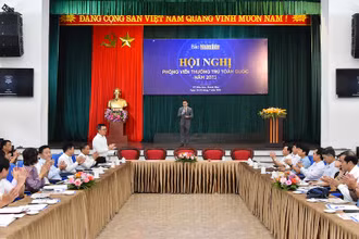 Quang cảnh hội nghị phóng viên thường trú Báo Nhân Dân năm 2023. (Ảnh: THỦY NGUYÊN)