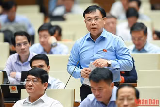Đại biểu Nguyễn Công Long (đoàn Đồng Nai) góp ý kiến vào dự án Luật Khám bệnh, chữa bệnh (sửa đổi). Ảnh: THỦY NGUYÊN