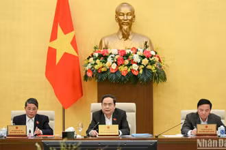 Chủ tịch Quốc hội Trần Thanh Mẫn phát biểu tại phiên họp. (Ảnh: DUY LINH)