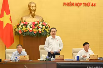 Chủ tịch Quốc hội Trần Thanh Mẫn phát biểu khai mạc Phiên họp thứ 44 của Ủy ban Thường vụ Quốc hội. (Ảnh: DUY LINH)
