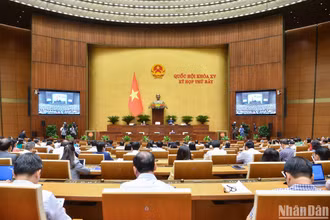 Quốc hội thảo luận ở hội trường về một số nội dung còn ý kiến khác nhau của dự thảo Luật Lưu trữ (sửa đổi). (Ảnh: LINH KHOA) 