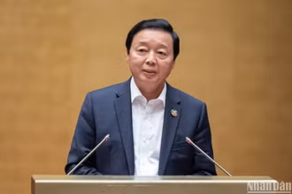 Phó Thủ tướng Trần Hồng Hà phát biểu trong phiên thảo luận về dự án Luật Đất đai (sửa đổi) chiều 6/4. (Ảnh: DUY LINH)