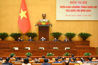 Hội nghị triển khai thực hiện chương trình giám sát của Quốc hội năm 2024. (Ảnh: DUY LINH)