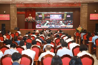 Quang cảnh hội nghị quán triệt của Thành ủy Hà Nội, ngày 16/8.