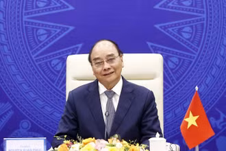 Chủ tịch nước Nguyễn Xuân Phúc phát biểu tại phiên khai mạc Hội nghị Thượng đỉnh trực tuyến “Tiếng nói phương Nam”. (Ảnh: TTXVN)