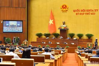 Quang cảnh một phiên thảo luận ở hội trường tại Kỳ họp thứ 6, Quốc hội khóa XV.