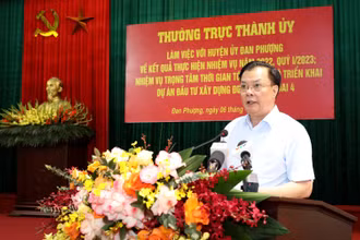 Đồng chí Đinh Tiến Dũng phát biểu kết luận buổi làm việc.