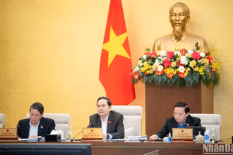 Chủ tịch Quốc hội Trần Thanh Mẫn phát biểu tại phiên họp. (Ảnh: DUY LINH)