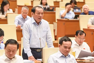 Bộ trưởng Văn hóa, Thể thao và Du lịch Nguyễn Văn Hùng trả lời chất vấn của đại biểu Quốc hội. (Ảnh: DUY LINH)