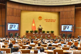 Quang cảnh phiên thảo luận ở hội trường sáng 17/6. (Ảnh: ĐĂNG KHOA)