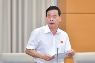 Phó Chủ nhiệm Ủy ban Tư pháp Nguyễn Mạnh Cường trình bày báo cáo thẩm tra tại phiên họp sáng 13/9. (Ảnh: DUY LINH)