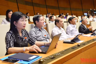 Các đại biểu Quốc hội thảo luận ở hội trường về dự án Luật Giá (sửa đổi) chiều 11/11. Ảnh: THỦY NGUYÊN