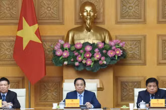 Thủ tướng Chính phủ Phạm Minh Chính chủ trì buổi gặp gỡ với các tập đoàn, doanh nghiệp lớn của Hoa Kỳ đang đầu tư, kinh doanh tại Việt Nam. (Ảnh: TRẦN HẢI)
