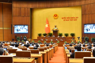 Quang cảnh phiên họp của Quốc hội sáng 28/5. (Ảnh: THỦY NGUYÊN) 