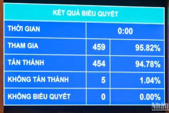 Kết quả biểu quyết thông qua Nghị quyết về tổ chức chính quyền đô thị tại thành phố Hải Phòng. (Ảnh: DUY LINH)