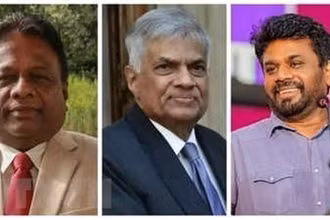 Chân dung các ứng cử viên Tổng thống Sri Lanka (từ trái sang), gồm Dullas Alahapperuma, Ranil Wickremesinghe và Anura Kumara Dissanayake. (Ảnh: Times of India) 