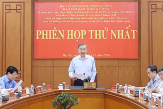 Tổng Bí thư Tô Lâm chủ trì cuộc họp của Ban Chỉ đạo Trung ương về tổng kết việc thực hiện Nghị quyết số 18-NQ/TW. (Ảnh: TTXVN) 