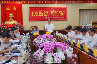 Toàn cảnh buổi làm việc với Đoàn Giám sát chuyên đề của Quốc hội.