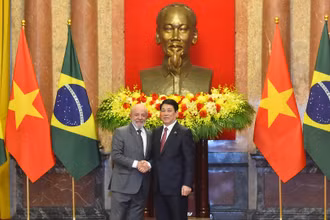 Chủ tịch nước Lương Cường và Tổng thống Cộng hòa Liên bang Brazil Luiz Inácio Lula da Silva. (Ảnh: THỦY NGUYÊN)