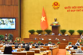 Quang cảnh phiên làm việc tại hội trường Quốc hội tại Kỳ họp thứ 6. (Ảnh: THỦY NGUYÊN) 