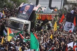 Lễ tang của thủ lĩnh Hamas bị ám sát Ismail Haniyeh, Tehran, Iran, ngày 1/8/2024. (Ảnh: WANA/Reuters) 