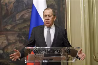 Ngoại trưởng Nga Sergei Lavrov phát biểu tại cuộc họp báo ở Moskva. (Ảnh tư liệu: AFP/TTXVN)