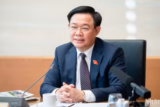 Chủ tịch Quốc hội Vương Đình Huệ phát biểu tại thảo luận Tổ 4. (Ảnh: DUY LINH) 