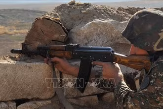 Binh sĩ Armenia tại khu vực biên giới với Azerbaijan. (Ảnh tư liệu: AFP/TTXVN)