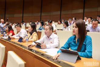 Các đại biểu tại phiên họp của Quốc hội ngày 23/6/2023. (Ảnh: DUY LINH)
