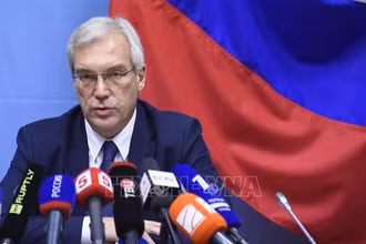 Thứ trưởng Ngoại giao Nga Alexander Grushko trong một cuộc họp báo. (Ảnh tư liệu: AFP/TTXVN) 