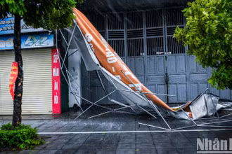 Bão số 3 gây thiệt hại tại thành phố Cẩm Phả, Quảng Ninh. (Ảnh: THÀNH ĐẠT)