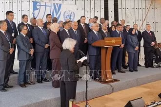 Các Đại sứ Liên hợp quốc kêu gọi hành động quốc tế về Gaza. (Ảnh: TTXVN)