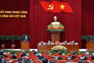 Phiên khai mạc Hội nghị Ban Chấp hành Trung ương Đảng khóa XIII. (Ảnh: ĐĂNG KHOA)