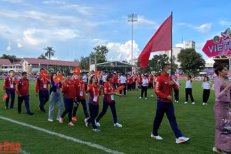 Đoàn Việt Nam diễu hành trong lễ khai mạc.