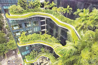 Khách sạn Parkroyal ở Pickering (Singapore) với vườn trên cao. Ảnh | WOHA