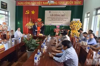 Quang cảnh Lễ công bố Quyết định tổ chức lại Ban Quản lý Vườn quốc gia Tà Đùng và quyết định về công tác cán bộ Vườn quốc gia Tà Đùng tỉnh Đắk Nông sau khi được nâng hạng.