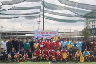 Đại diện 4 đơn vị tham gia Giải bóng đá Tứ hùng lần 1 năm 2023.