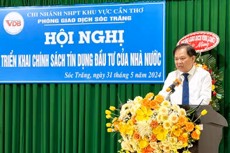 Giám đốc VDB khu vực Cần Thơ phát biểu tại hội nghị.