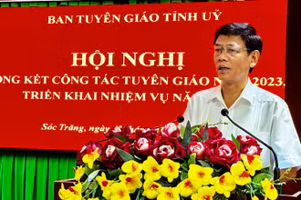 Bí thư Tỉnh ủy Sóc Trăng Lâm Văn Mẫn phát biểu chỉ đạo tại hội nghị