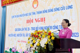 Phó Chủ tịch UBND tỉnh Sóc Trăng Huỳnh Thị Diễm Ngọc phát biểu chào mừng Hội nghị.