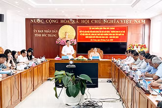 Quang cảnh buổi làm việc của Đoàn công tác với lãnh đạo tỉnh Sóc Trăng.