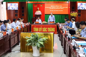 Thứ trưởng Phùng Đức Tiến phát biểu tại buổi làm việc.
