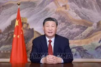 Tổng Bí thư, Chủ tịch Trung Quốc Tập Cận Bình gửi lời chúc mừng năm mới 2025 tới người dân nước này. (Ảnh: TTXVN)